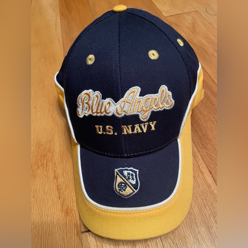 NWOT Cotton Navy and Yellow Blue Angels Baseball Cap by Planethings Adju…